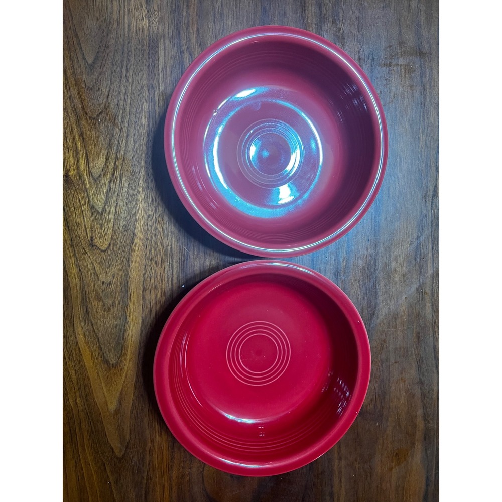Vintage Fiesta‎ Scarlet Red Ceramic Medium Cereal Bowl 6 7/8" Set of 2